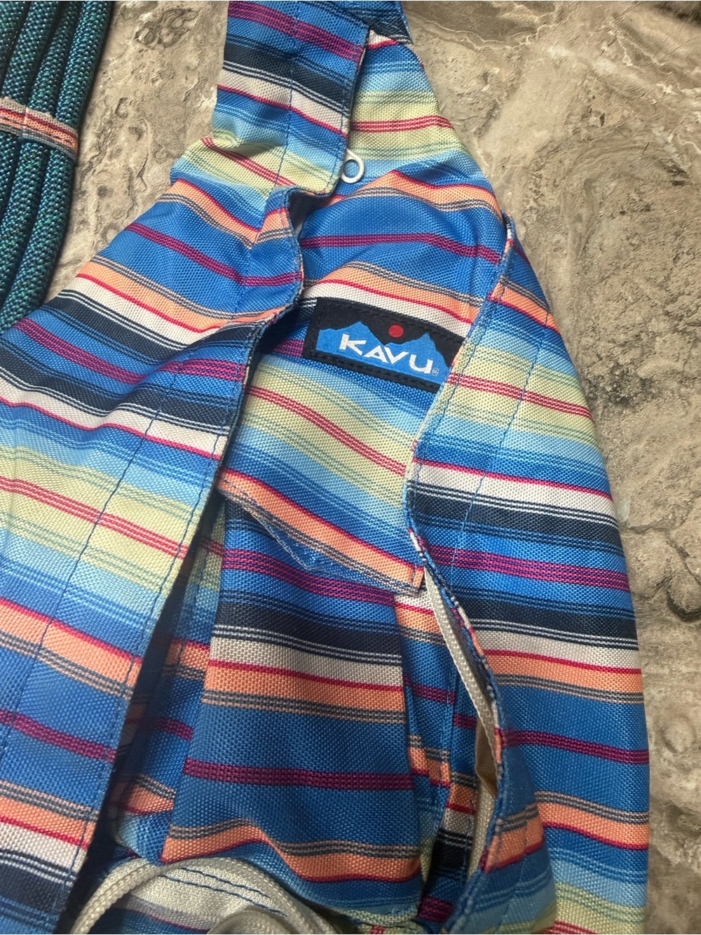 Kavu Blue Striped Hooded Jacket with Multicolor Accents - Picture 2 of 6